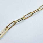 14K Solid Yellow Gold Paperclip Chain Bracelet // 6.5mm // 8"