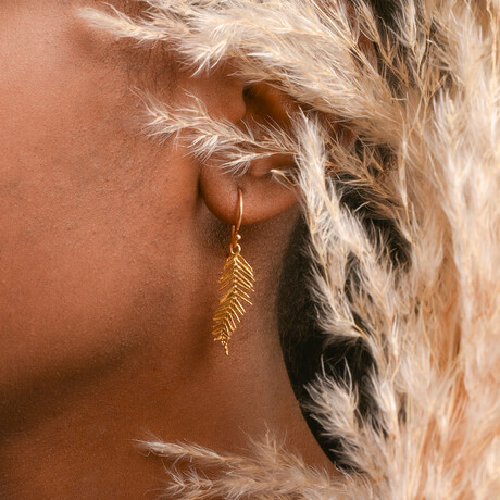 Acacia Leaf Earrings // 14K Gold Plated Sterling Silver 925