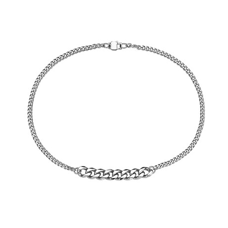 Miami Cuban Link Stainless Steel Stackable Choker Necklace // 4mm // 17" (Silver)