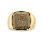 Diego Barrueco Square Green Stone Signet Ring // Gold (7)