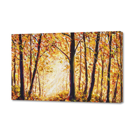 Beautiful Autumn Forest Landscape Painting. (8"H x 12"W x 0.75"D)