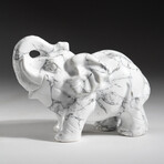 Genuine Howlite Elephant Carving