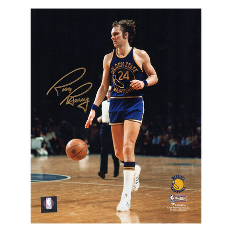 Rick Barry // Signed Golden State Warriors Action Photo // 8" x 10"