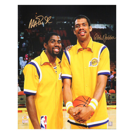 Magic Johnson & Kareem Abdul Jabbar // Signed Lakers Photo // 16" x 20"