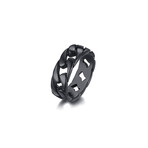 Stainless Steel 7mm Curb Chain Band Ring // Black (8)