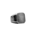 Aged Stainless Steel Square Signet Ring (7)