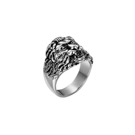 Tiny Lion Head Signet Ring // Silver (7)