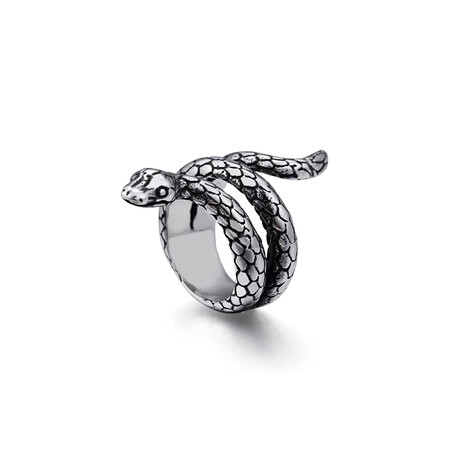 Stainless Steel Snake Band Ring // Silver (7)