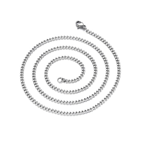 Stainless Steel Cuban Curb Chain Necklace // 3mm // 17" (Silver)