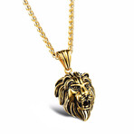 Lion Head Necklace // 17" (Silver)