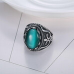 Gothic Oval Turquoise Signet Ring // Green (9)