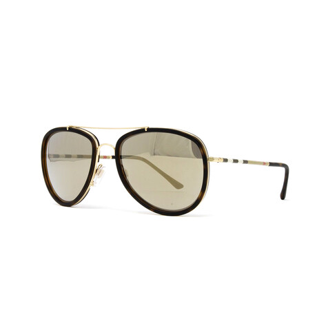 Burberry // Men's BE3090Q Aviator Sunglasses // Brushed Gold + Matte Dark Havana