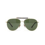 Burberry // Men's // Aviator Sunglasses // Matte Light Gold + Green