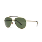 Burberry // Men's // Aviator Sunglasses // Matte Light Gold + Green