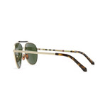 Burberry // Men's // Aviator Sunglasses // Matte Light Gold + Green