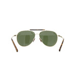 Burberry // Men's // Aviator Sunglasses // Matte Light Gold + Green