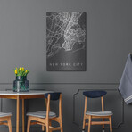 NYC Grey Map (16"H x 12"W x 0.13"D)