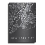 NYC Grey Map (16"H x 12"W x 0.13"D)