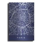 Paris Street Blue Map (16"H x 12"W x 0.13"D)