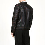 Sil 1091 Leather Jacket // Black + Tobacco (S)
