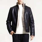 Jumbo 1044 Leather Jacket // Navy Blue (S)