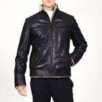 Jumbo 1044 Leather Jacket // Navy Blue (XS)