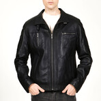Zig 1047 Leather Jacket // Navy Blue (L)