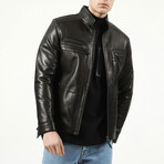 Jumbo Leather Jacket // Black (XL)