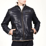 Jumbo 1044 Leather Jacket // Navy Blue (M)