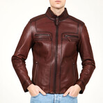 1004 Leather Jacket // Red (4XL)