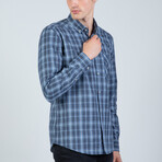 Adam Button Up Shirt // Indigo + Gray (L)
