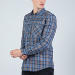Evan Button Up Shirt // Navy + Brown (S)