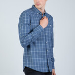 Aiden Button Up Shirt // Blue + Ecru (S)