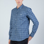 Aiden Button Up Shirt // Blue + Ecru (L)