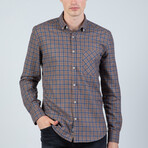 Andrew Button Up Shirt // Brown + Navy (2XL)