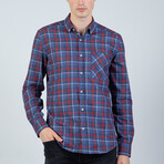 Graham Button Up Shirt // Navy + Red (M)