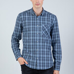 Adam Button Up Shirt // Indigo + Gray (L)