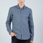 Austin Button Up Shirt // Gray + Blue (L)