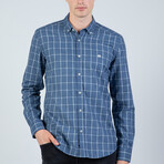 Aiden Button Up Shirt // Blue + Ecru (M)