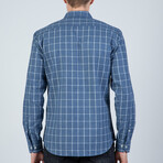 Aiden Button Up Shirt // Blue + Ecru (2XL)