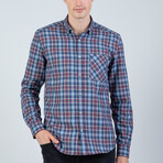 Kevin Button Up Shirt // Blue + Red (L)