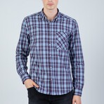 Quinn Button Up Shirt // Purple + Blue (XL)