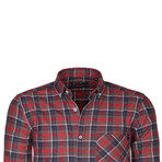 Preston Button Up Shirt // Brown + Red (L)