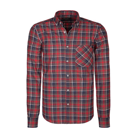 Preston Button Up Shirt // Brown + Red (S)