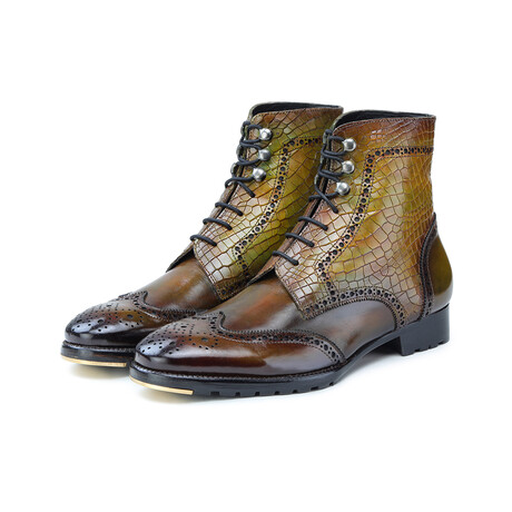 Wingtip Lace Up Boots // Olive (US: 8)