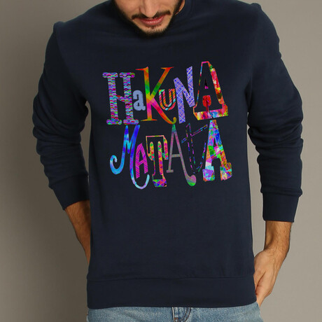 Hakuna Matata Color Sweatshirt // Navy (Small)