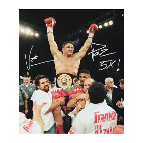 Vinny 'Paz' Pazienza // "Boxing Celebration" // Signed 16x20 Photo // "5x Champ" Inscription
