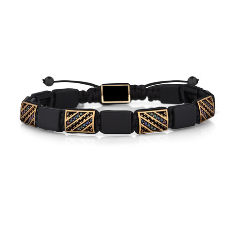 Macrame Bracelet + Zircon // Black + Gold