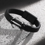 Leather Bracelet // Black + Silver