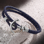 Leather Bracelet + Anchor // Navy + Silver